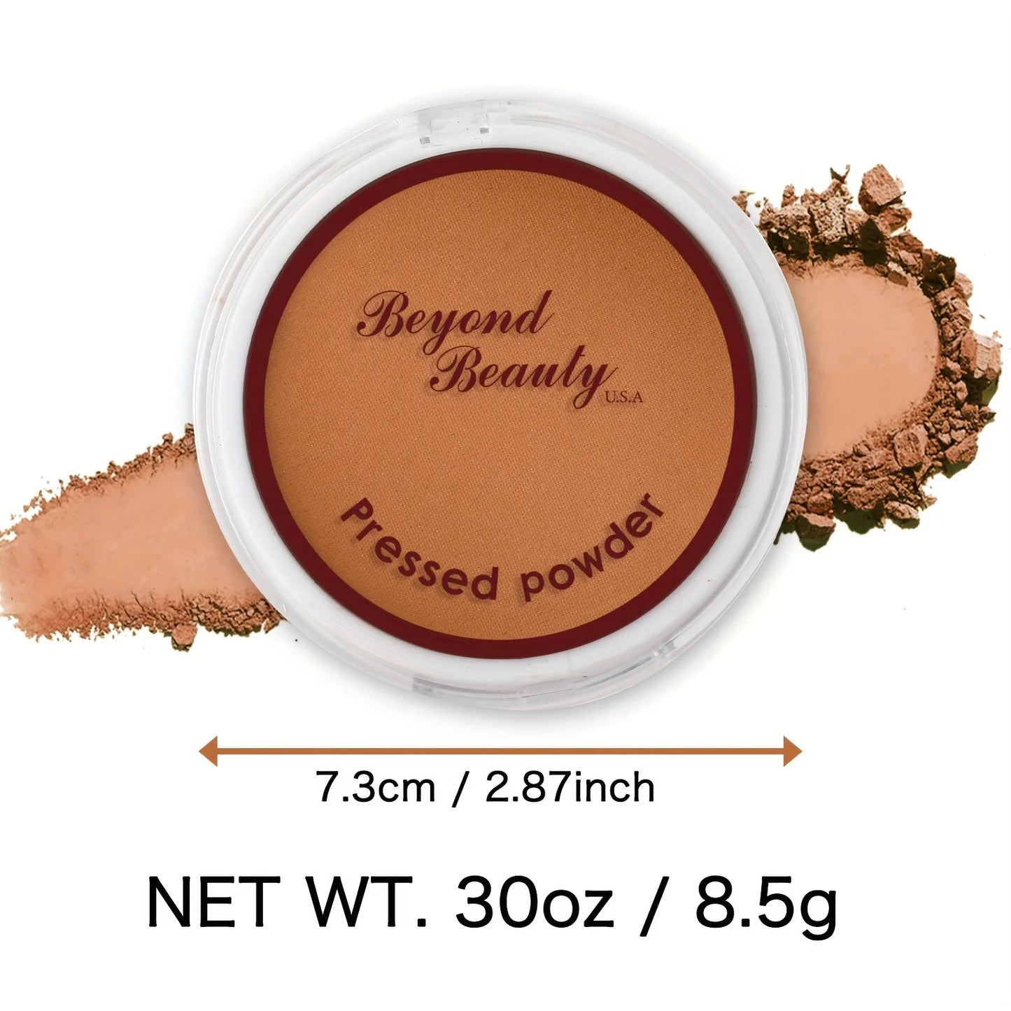 Poudre bronzante couleur blé pour peau foncée — fini mat, résistant à la transpiration et au sébum, fond de teint correcteur compact avec houppette et miroir