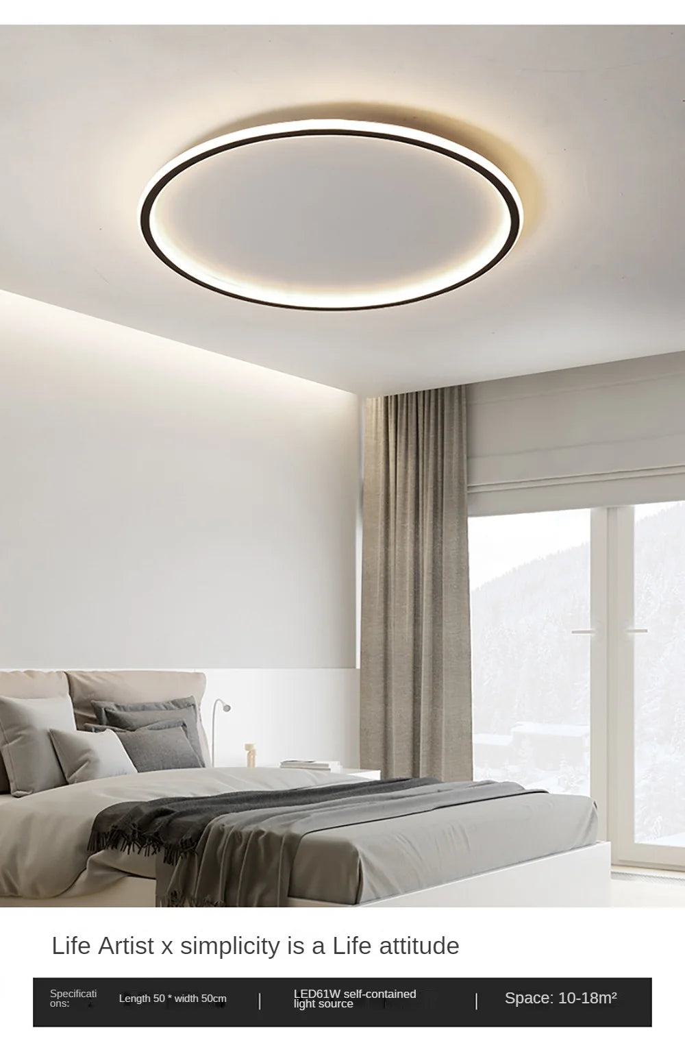 Modern LED Ceiling Light – Circular Flush Mount Fixture for Living Room, Bedroom & Hallway