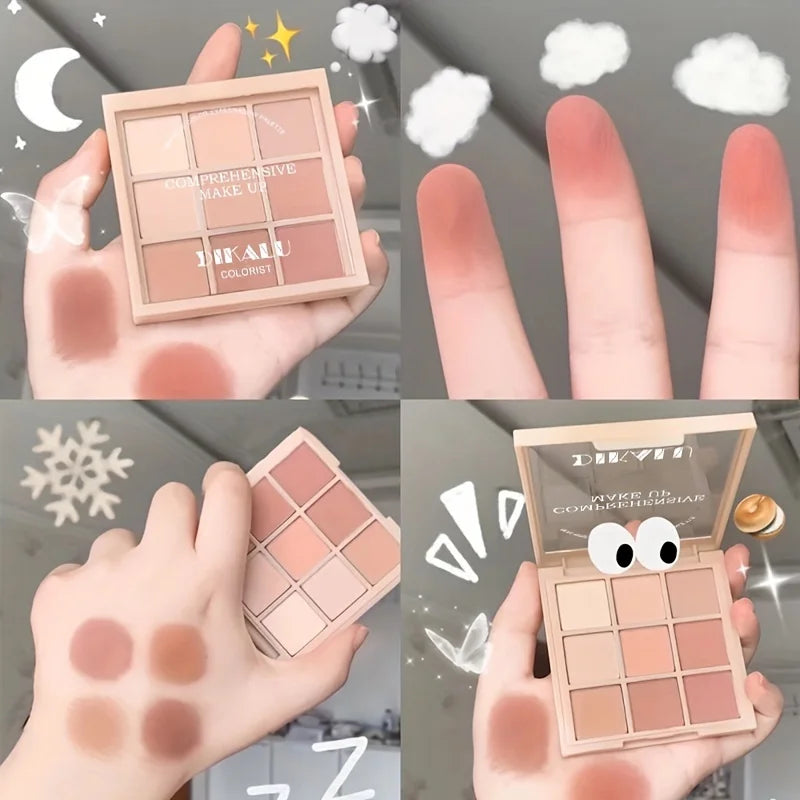Palette de fards à paupières multifonctionnelle 9 couleurs, nuances variées, longue tenue et hydratante, kit de maquillage pour femmes
