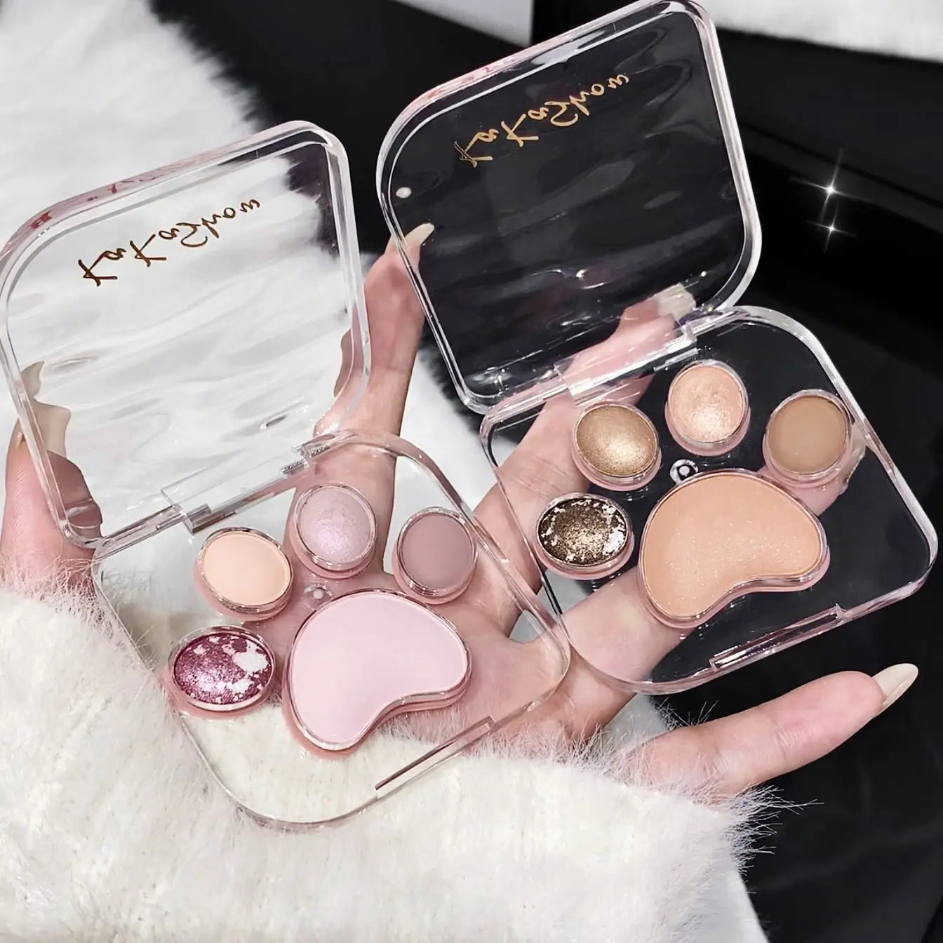 Palette fards à paupières, couleurs délicates, design mignon, idéale pour débutantes