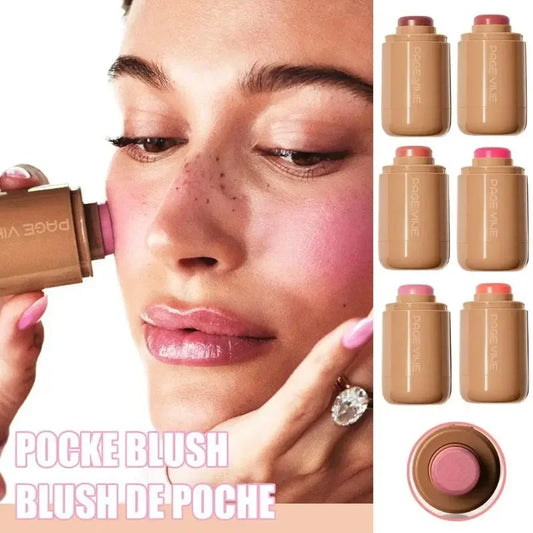 Nouveau Blush Stick de Poche — Crème 2 en 1 pour Lèvres et Joues, Hydratant, Teinte Naturelle Rouge, Poudre Blush Crème, Style Coréen, Maquillage Rose