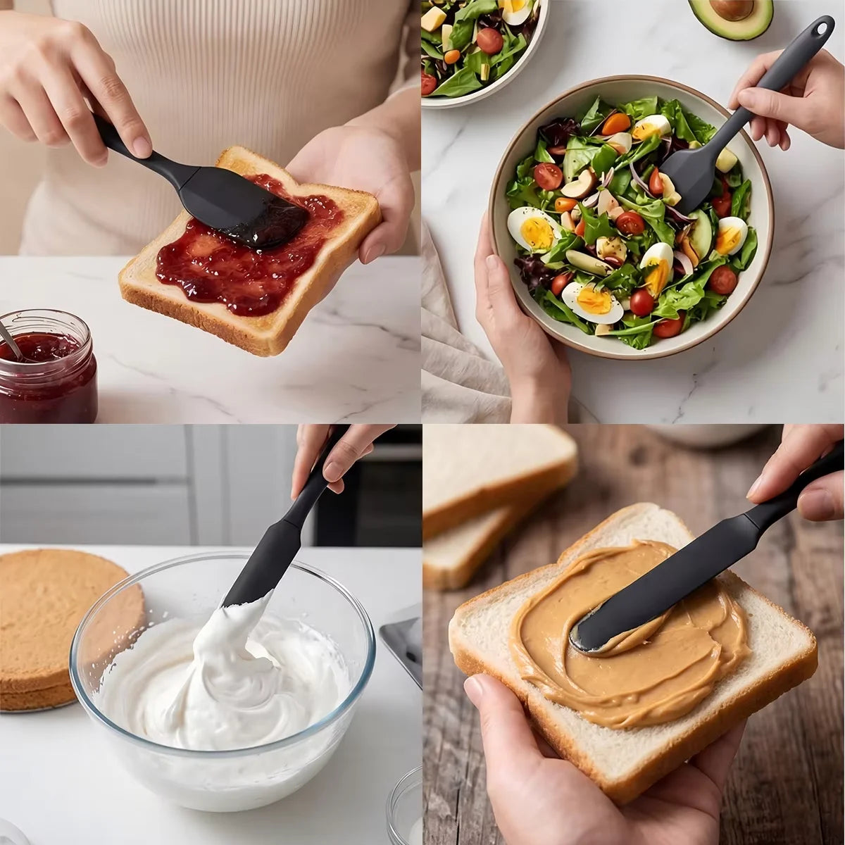 6-Piece Silicone Kitchen Utensil Set – Cream Scraper, Spatulas & Oil Brush Baking Tools Set