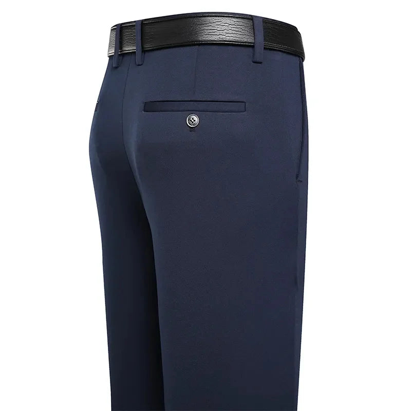 « Pantalon Homme Business – Droit, Élastique, Noir & Bleu »