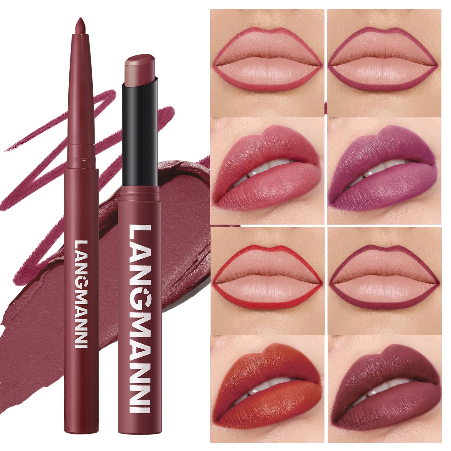 Set intégré rouge à lèvres + crayon contour waterproof – Tenue durable, sans bavure et sans transfert | Couleur longue durée | Facile à appliquer pour un maquillage lèvres parfait