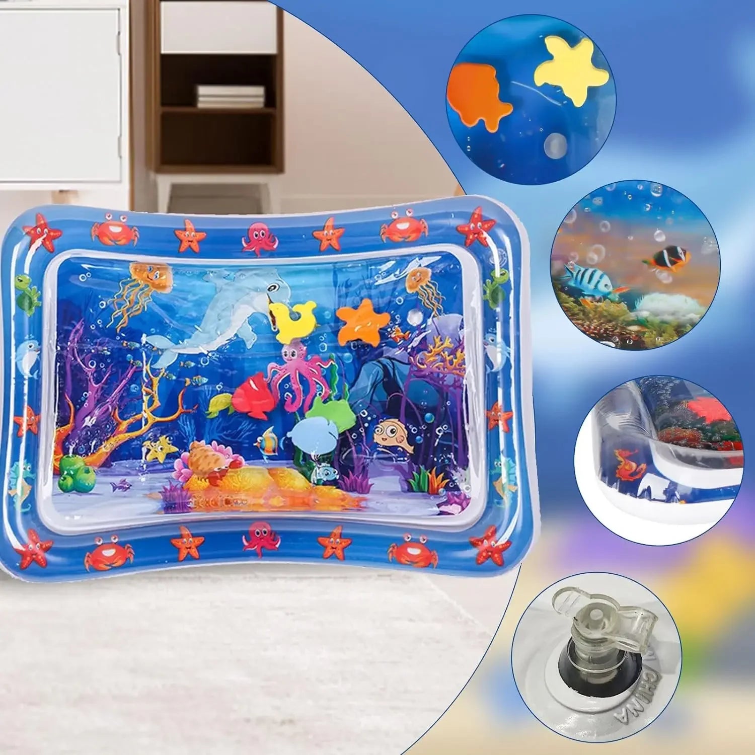 Inflatable Water Sensory Play Mat – Ocean-Themed Interactive Pet Toy