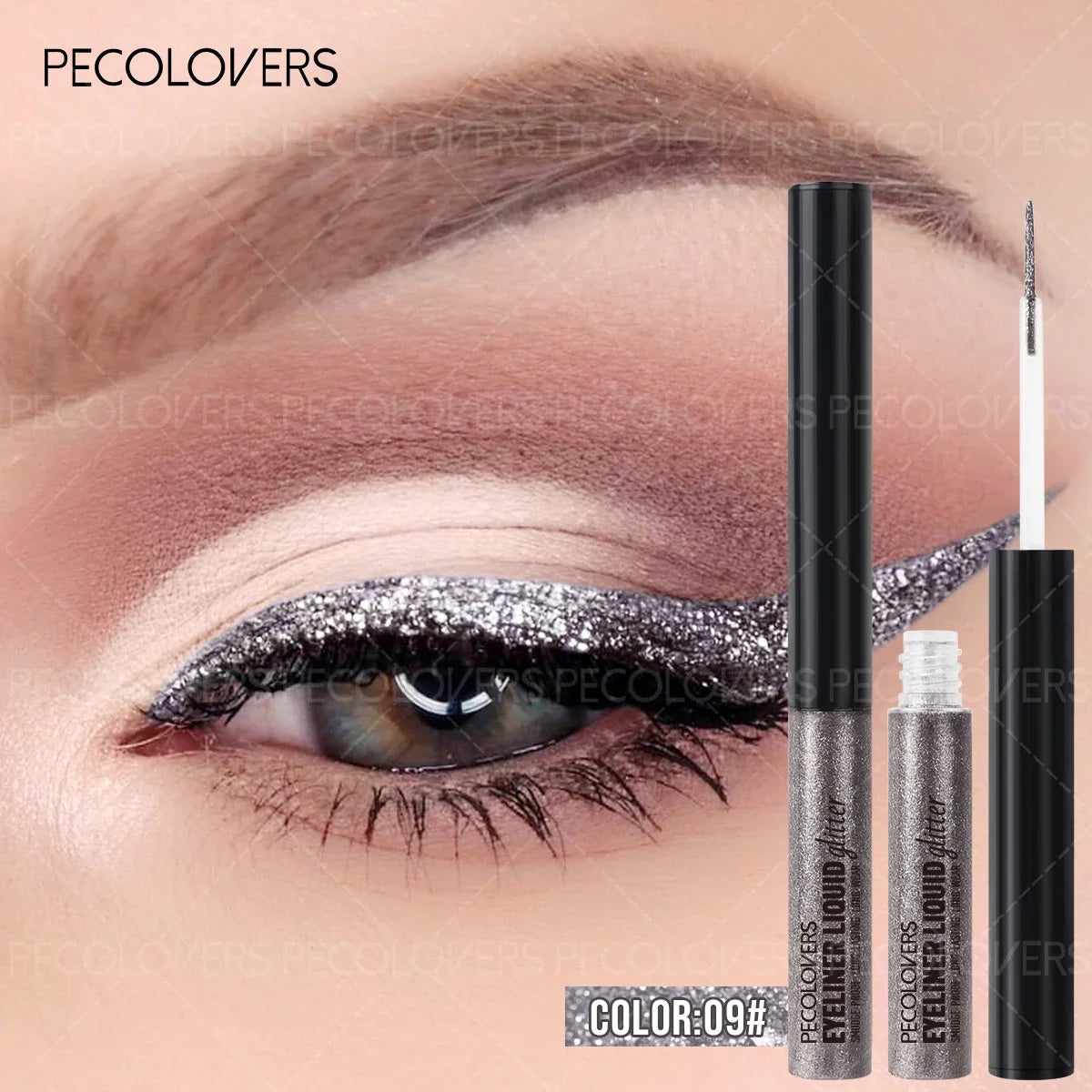 1 crayon pour les yeux liquide effet diamant, pailleté, waterproof, longue tenue, couleur argentée, facile à appliquer, maquillage coréen