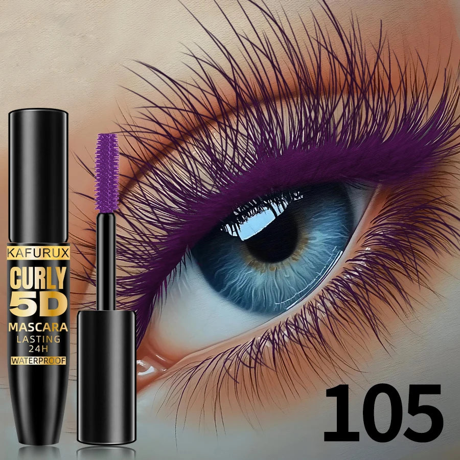 Mascara 5D fibres de soie 9 couleurs grands yeux waterproof allongeant anti-transpiration longue tenue violet, vert, noir maquillage coréen