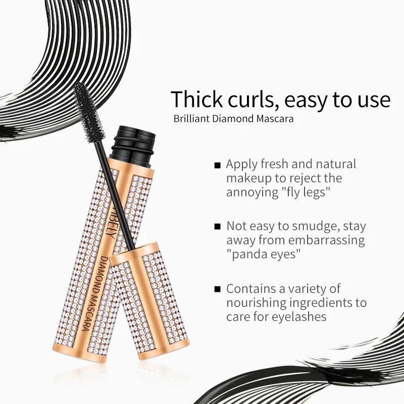 Mascara 4D diamant fibres de soie waterproof allongeant et volumisant cils noir