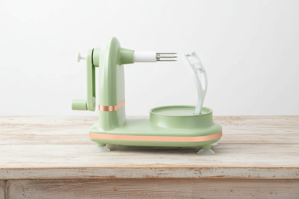 Manual Hand Crank Apple Peeler, Slicer & Corer – Fruit Peeling Machine with Divider and Replacement Blades