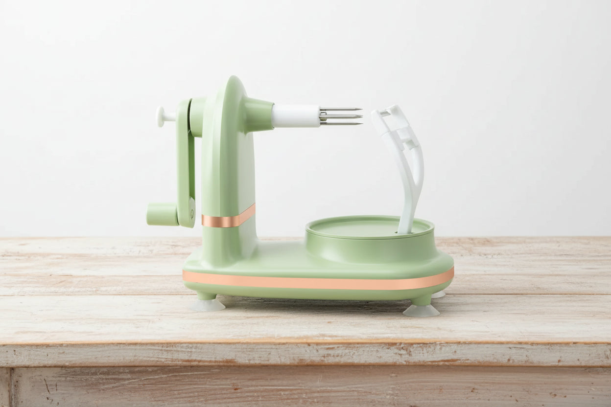 Manual Hand Crank Apple Peeler, Slicer & Corer – Fruit Peeling Machine with Divider and Replacement Blades