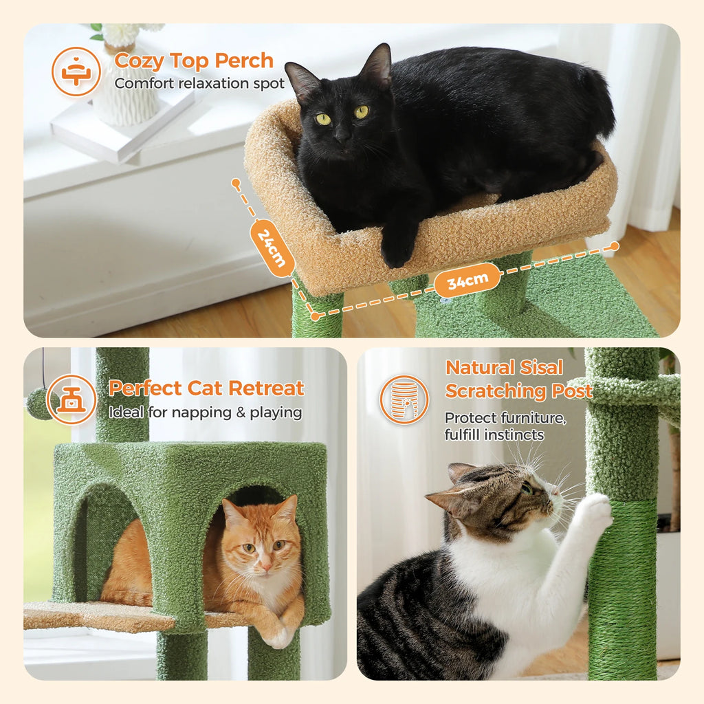 Multi-Level Cat Tree Tower – Cat Condo, Hammock & Scratching Activity Center