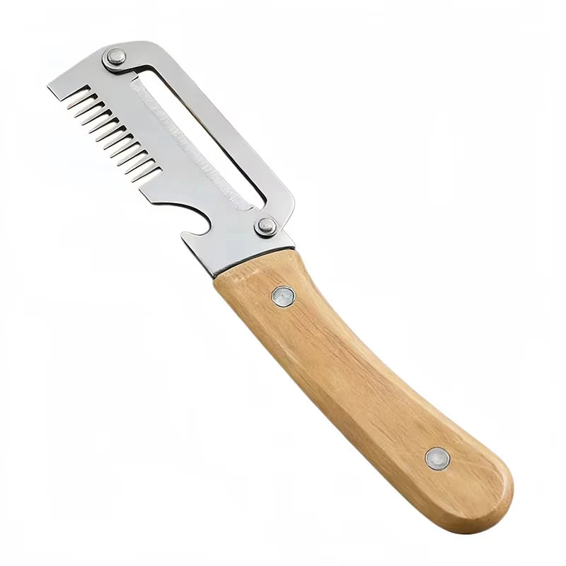 Multifunction Stainless Steel Peeler with Wooden Handle – Durable Fruit & Vegetable Peeling and Slicing Tool