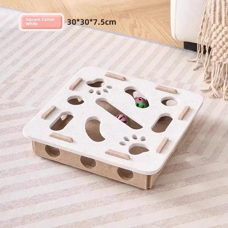 Felt Cat Puzzle Box with Ball – Interactive Hunting & Exercise Toy