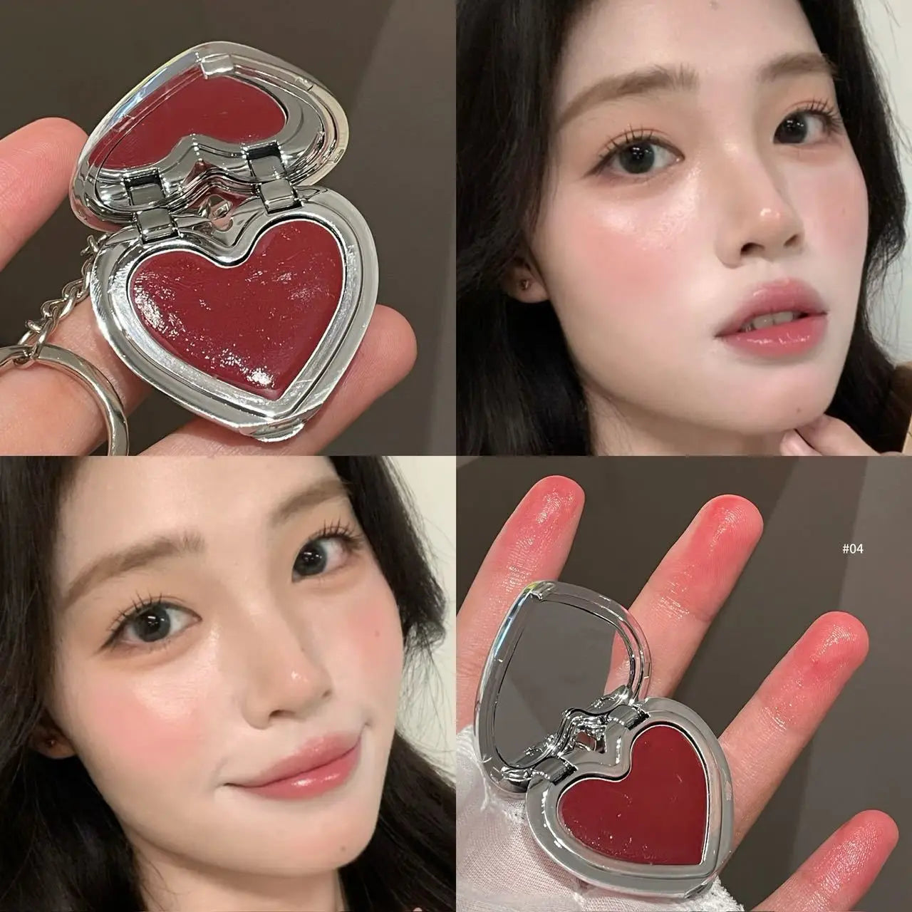 Fard à Joues Crème Brillante — Teinte Rose Naturelle pour Joues et Lèvres, Hydratant, Illuminateur Non Gras, Formule en Pâte en Forme de Cœur