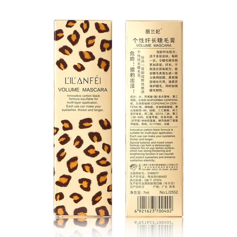 Mascara nouveau Leopard fibres de soie noir waterproof volumisant et allongeant cils recourbés longue tenue