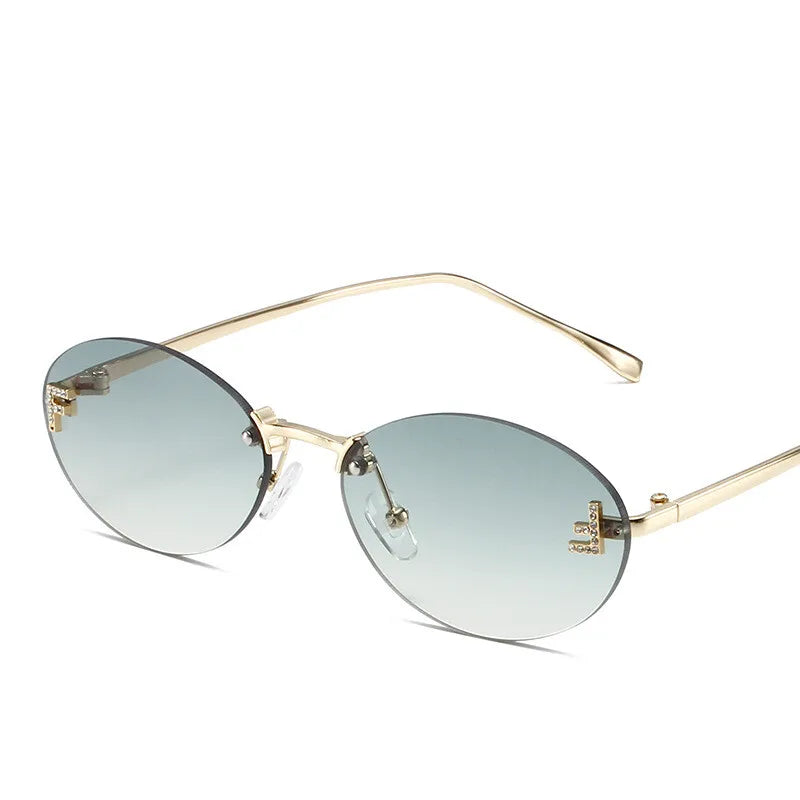 « Lunettes de Soleil Femme – Sans Monture, Lettre F, Luxe UV400 »