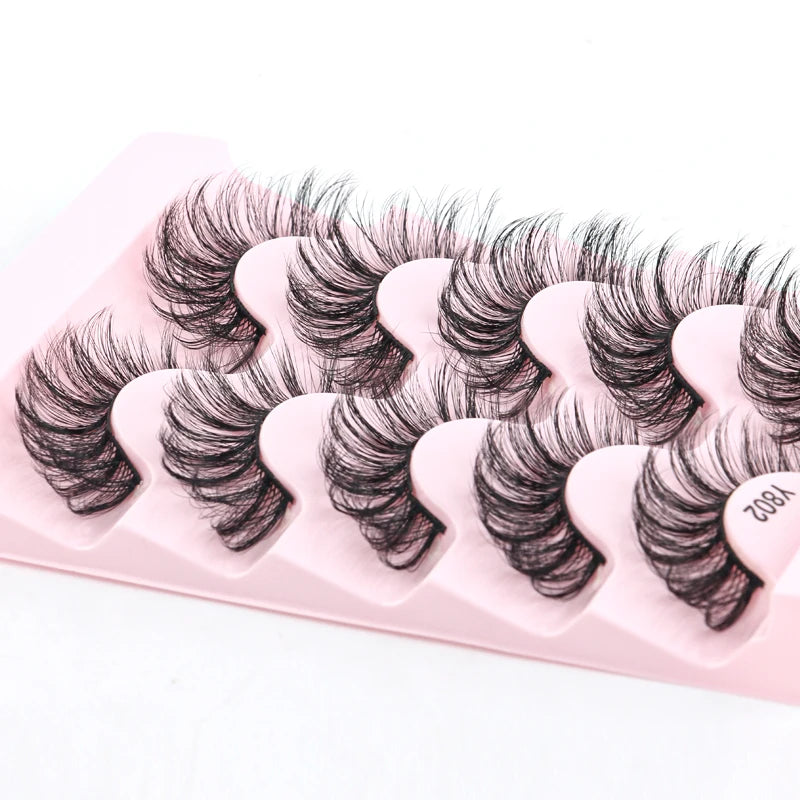 3 à 7 paires de cils en vison synthétique – Faux cils faits main, naturels et nude, effet croisé et désordonné – Cils 3D bouclés pour maquillage