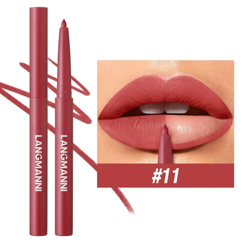 Crayon à Lèvres 12 Couleurs – Waterproof, Mat, Rouge et Marron, Effet Repulpant, Longue Tenue, Contour et Remplissage Parfait