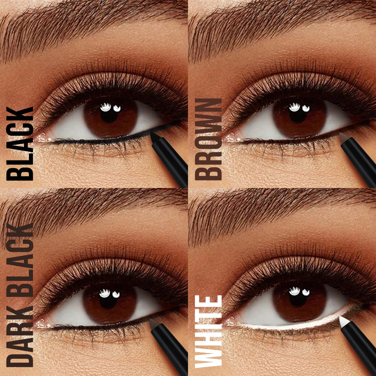 1 Pièce Eyeliner Double-Embout – Tête Éponge, Anti-Bavure, Waterproof, Marron/Blanc, Mat, Maquillage des Yeux