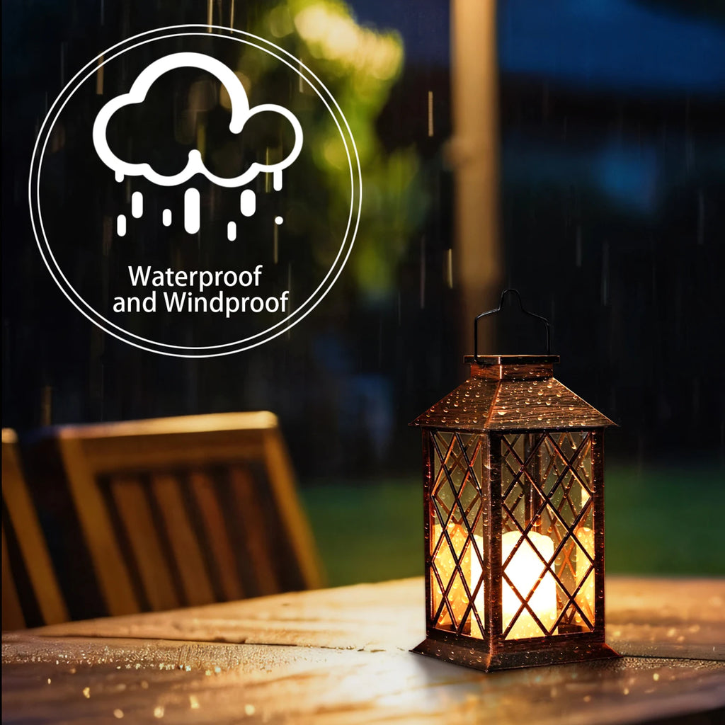 Solar Hanging Lantern – Flickering Flameless LED Candle Light