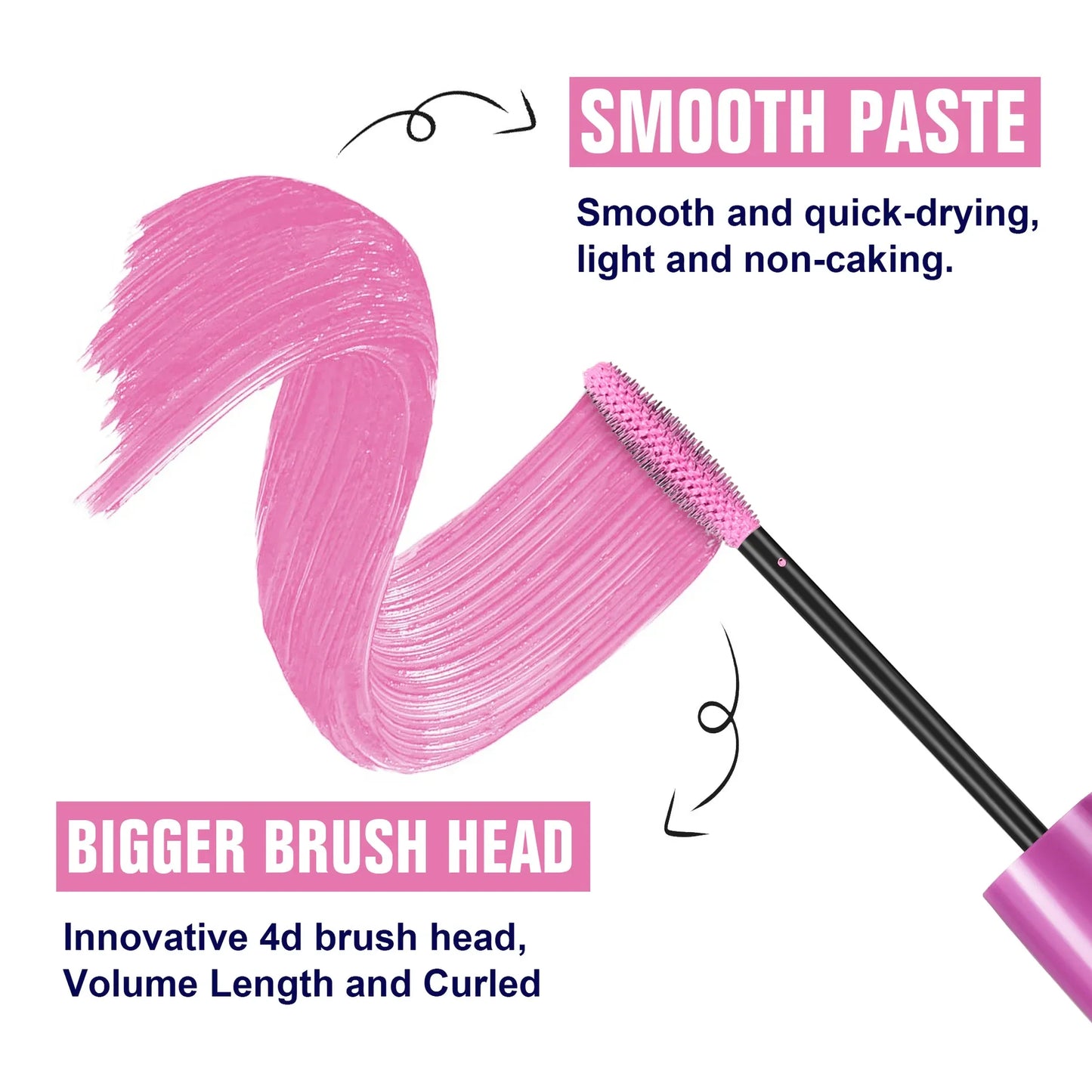 Mascara 10 couleurs waterproof volume recourbant longue tenue bleu saphir et rose