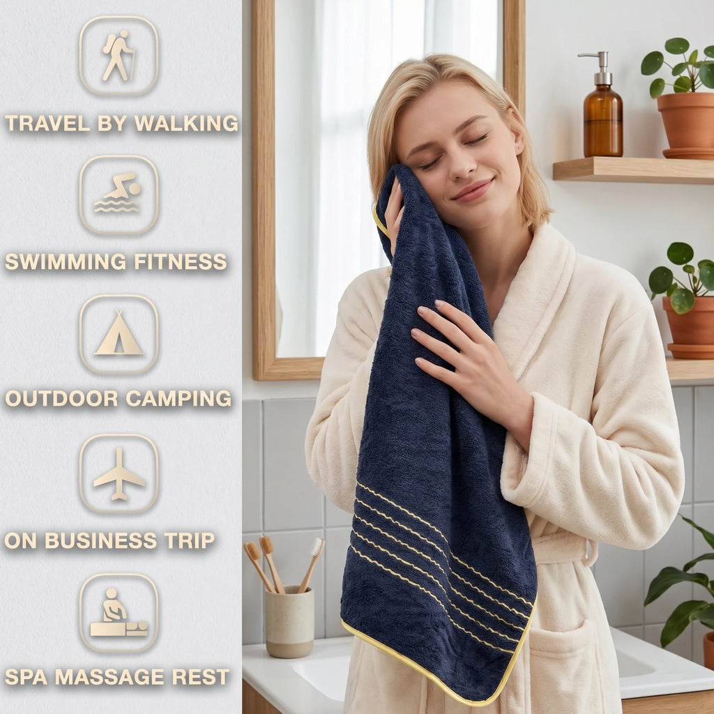 6PCS Luxury Coral Towel Set – Soft Quick-Dry Bathroom Towels