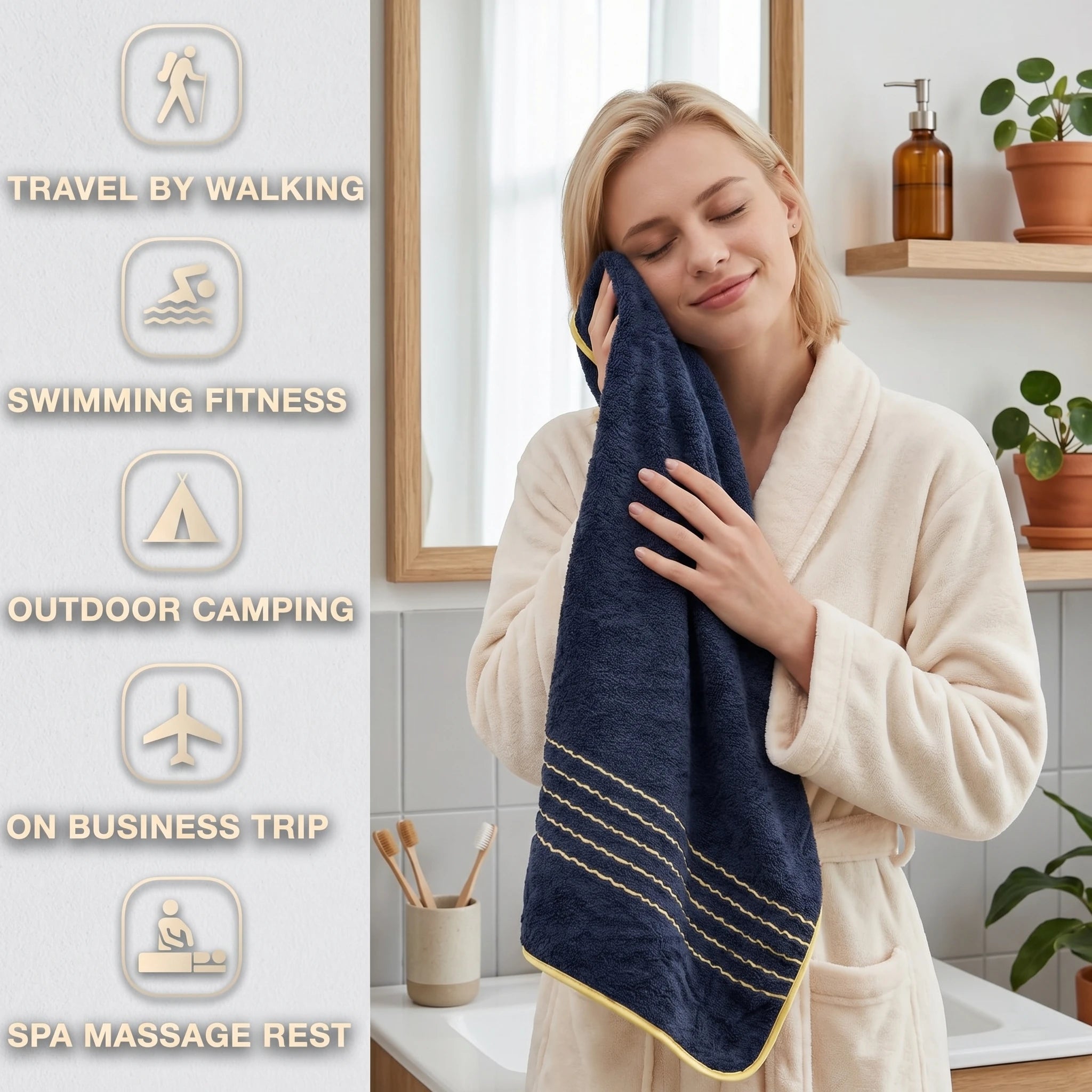 6PCS Luxury Coral Towel Set – Soft Quick-Dry Bathroom Towels