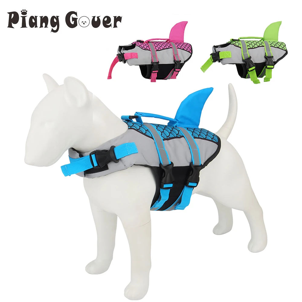 Shark Dog Life Jacket – Adjustable Pet Swimming Vest with Rescue Handle