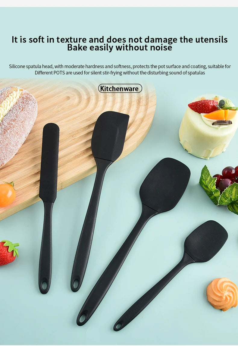 6-Piece Silicone Kitchen Utensil Set – Cream Scraper, Spatulas & Oil Brush Baking Tools Set