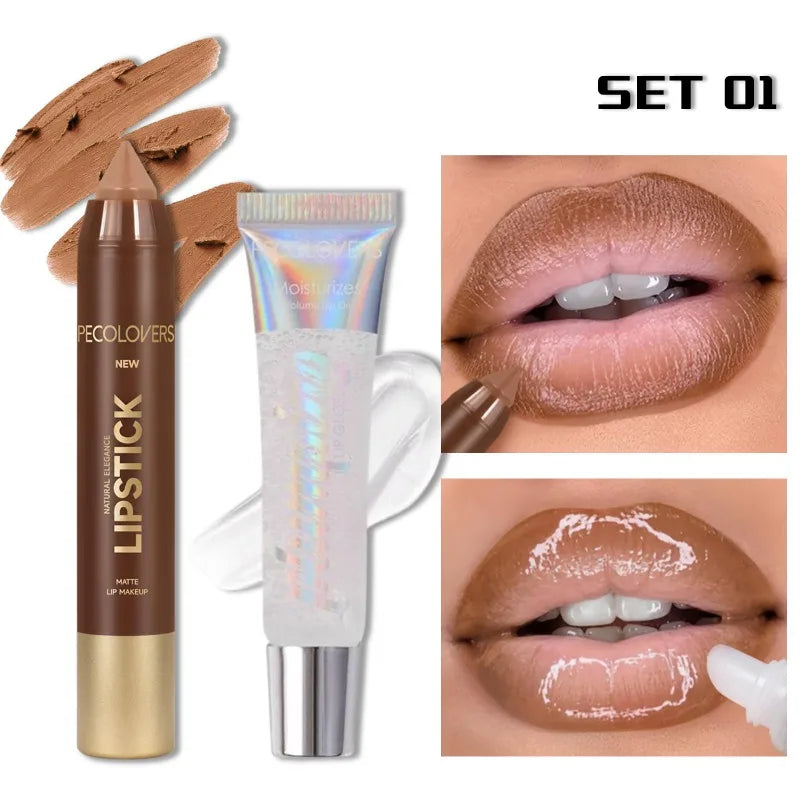 Set Lèvres – Crayon à Lèvres et Gloss, Contour Parfait, Hydratant, Lèvres Sublimes