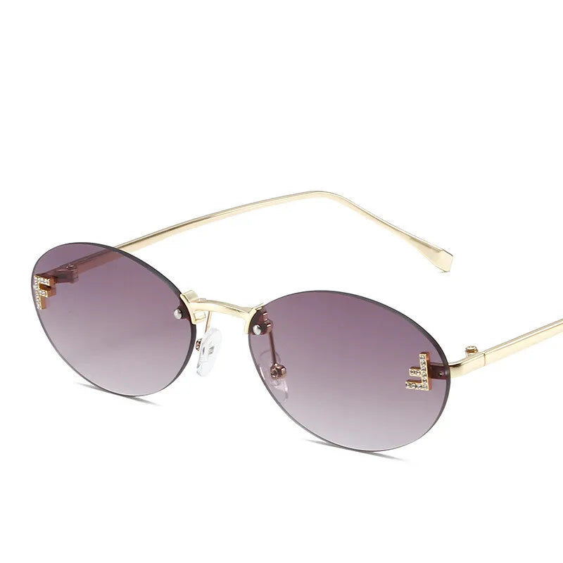 « Lunettes de Soleil Femme – Sans Monture, Lettre F, Luxe UV400 »
