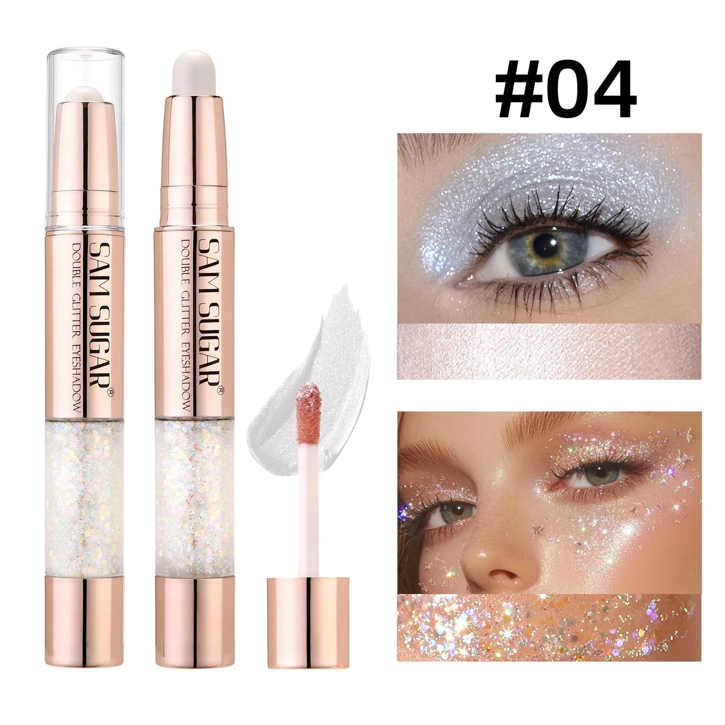 Crayon fard à paupières liquide double embout, nacré, contouring soyeux, scintillant, waterproof, longue tenue, maquillage fête