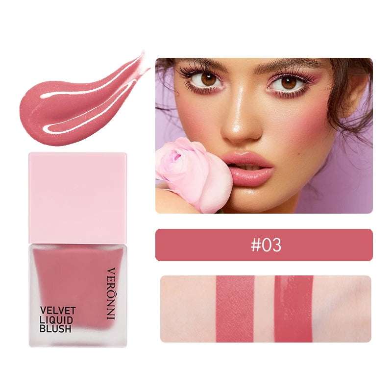 Blush liquide 4 couleurs 5 ml – Longue tenue et facile à estomper, teinte vegan pour les joues – Effet naturel ou éclat intense, fini lumineux ou mat