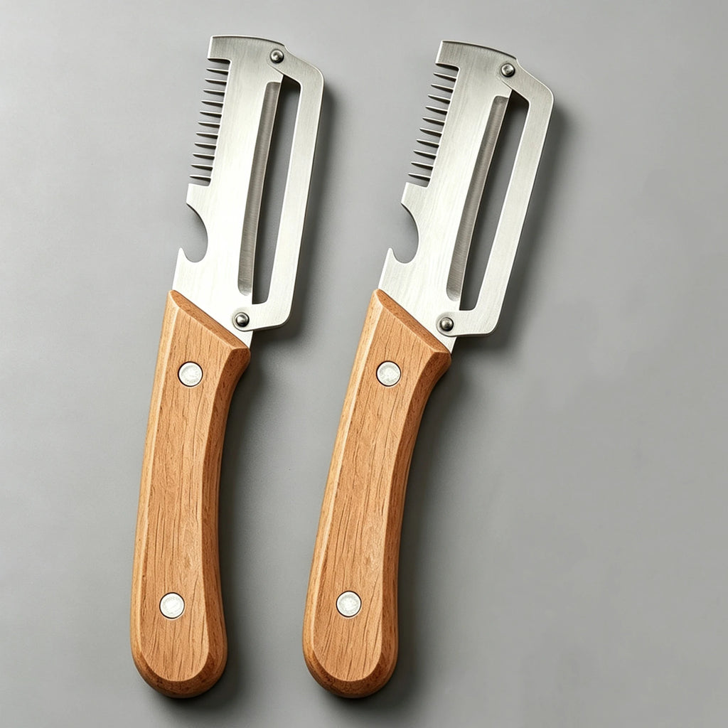 Wooden Multifunction Vegetable Peeler – Ergonomic Fruit & Vegetable Peeling and Slicing Tool