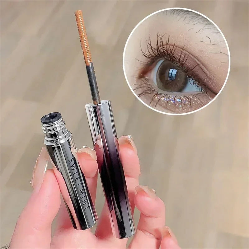 Mascara fibres de soie brosse ultra-fine allongeant et recourbant cils brun et noir waterproof longue tenue séchage rapide