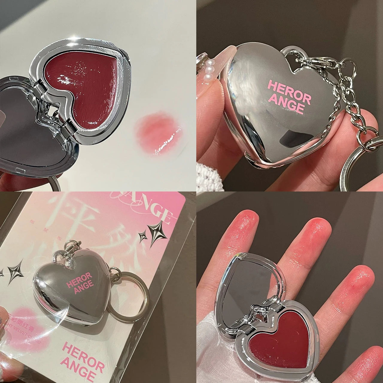 Fard à Joues Crème Brillante — Teinte Rose Naturelle pour Joues et Lèvres, Hydratant, Illuminateur Non Gras, Formule en Pâte en Forme de Cœur