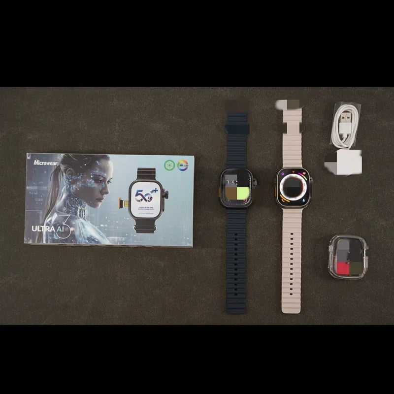 Montre connectée Ultra Ai3 d'origine 5G 180 °   Caméra rotative Google Play GPS WIFI 2.2 pouces Amoled HD affichage 4G appelant montre intelligente hommes