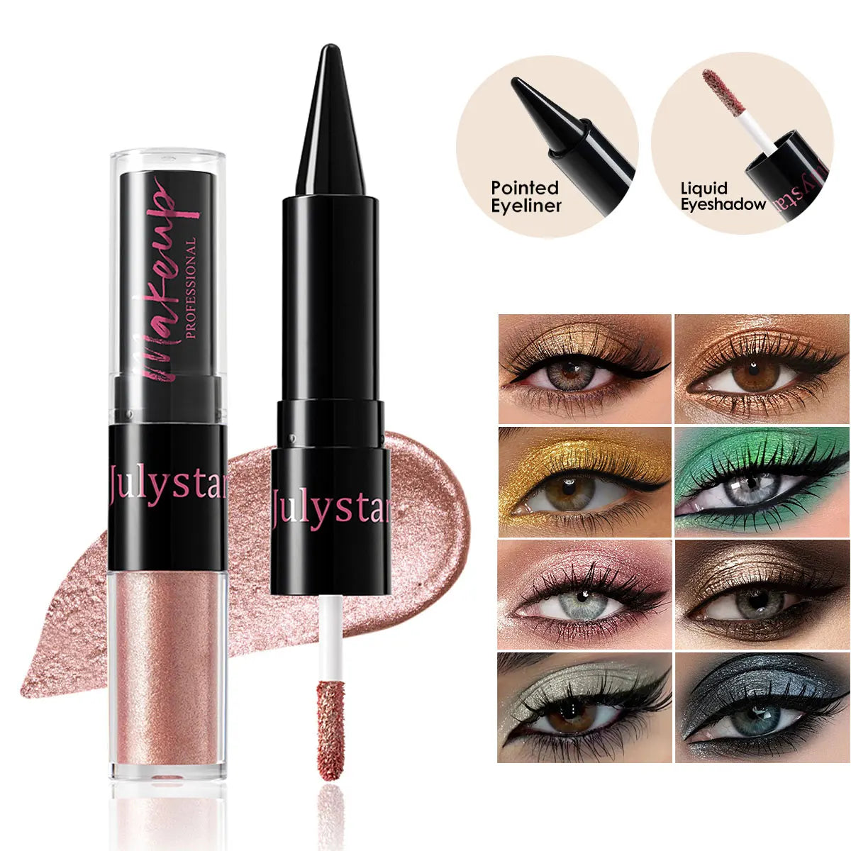 Crayon fard à paupières 2 en 1, noir intense, ultra-pigmenté, waterproof, longue tenue.