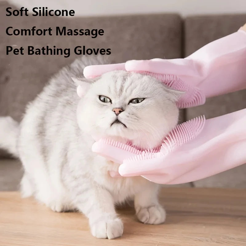 Silicone Pet Grooming Glove – Bathing, Deshedding & Massage Brush for Dogs & Cats
