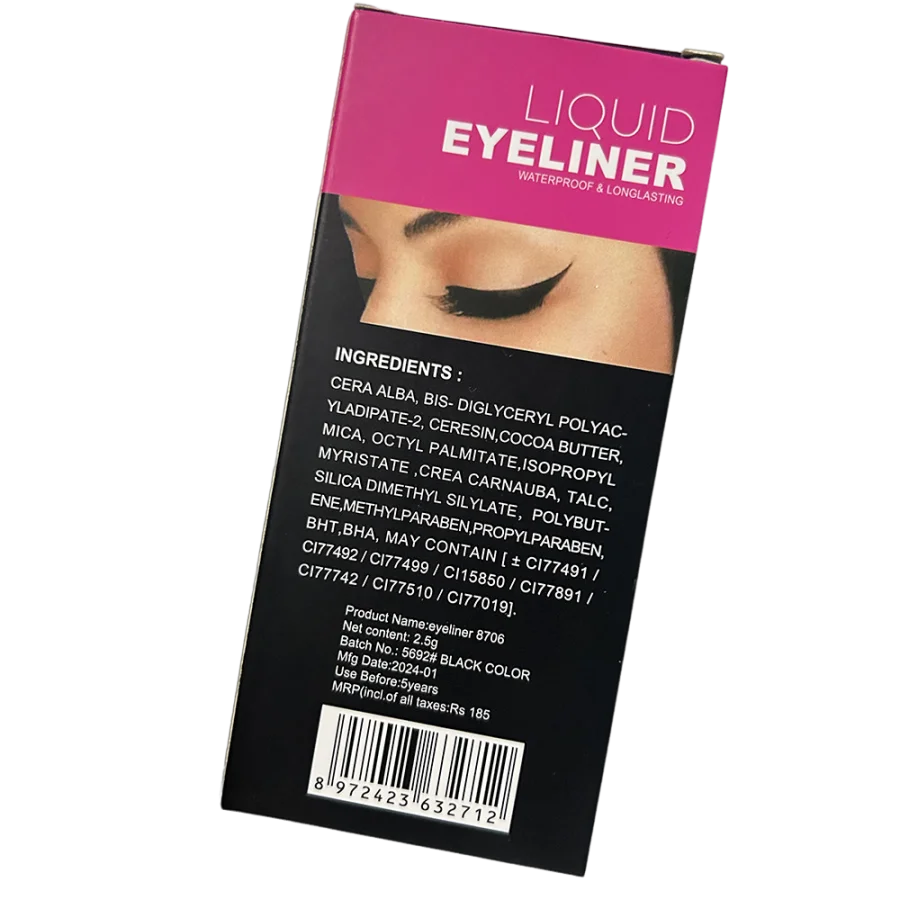 Eyeliner Liquide Noir — **Stylo eyeliner waterproof longue tenue**, texture fluide et lisse pour un tracé précis et uniforme. Résistant à l’eau et à la transpiration, il offre un fini intense et durable pour un regard parfaitement défini toute la journée.