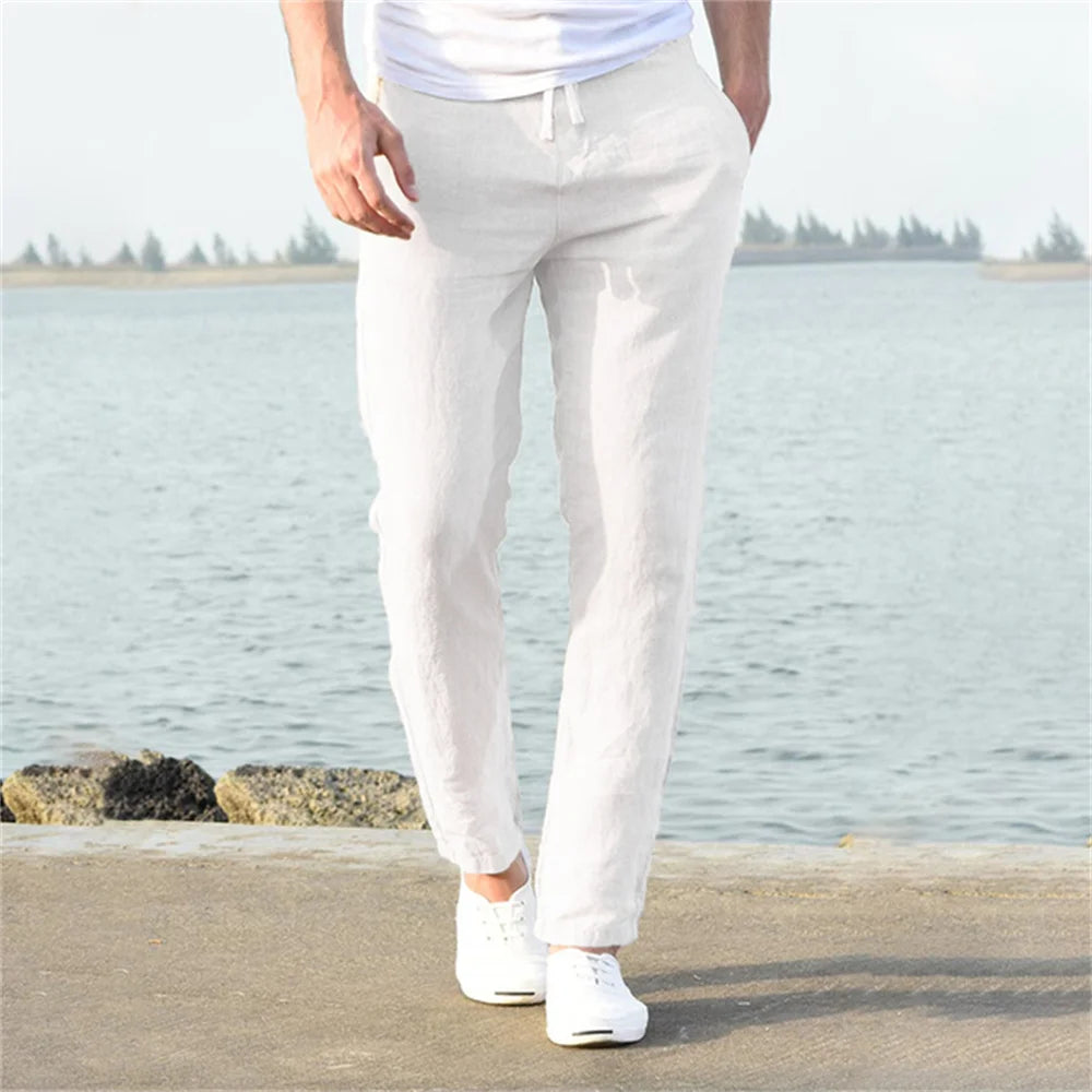 Pantalon Homme en Coton et Lin