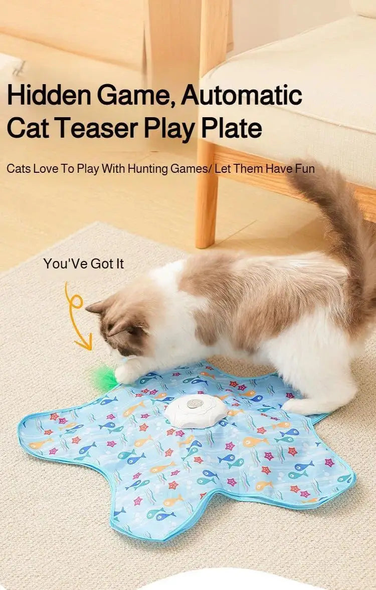 Interactive Hide & Seek Cat Toy with Motion-Activated Squeaky Mouse & Hidden Feathers