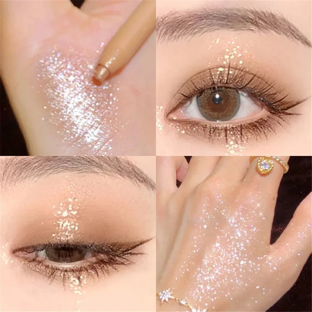Crayon fard à paupières, effet soyeux, paillettes galactiques, longue tenue, waterproof, eyeliner brillant
