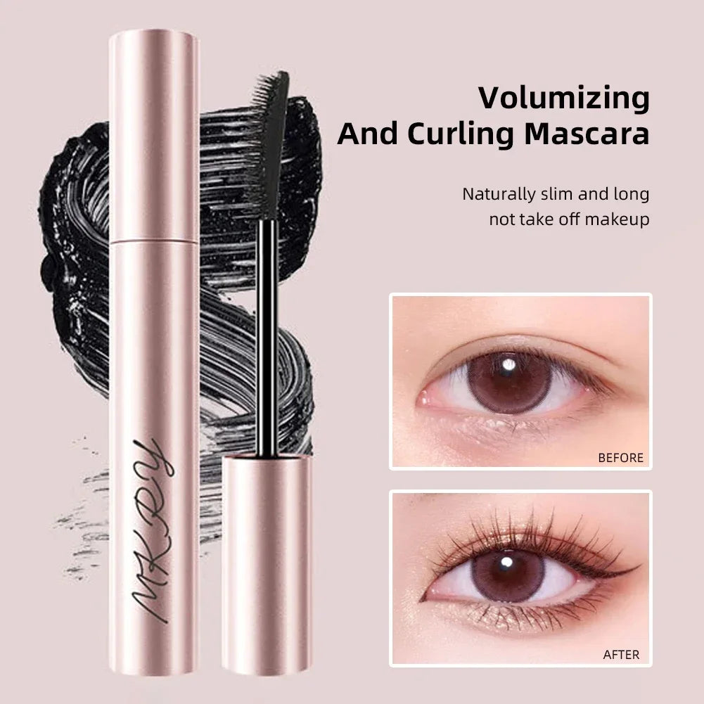 Mascara fibres de soie mat brosse ultra-fine allongeant cils waterproof séchage rapide brun et noir recourbant