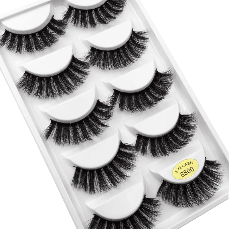 Lot de 10/8/5/3 Paires de Faux Cils 3D en Vison