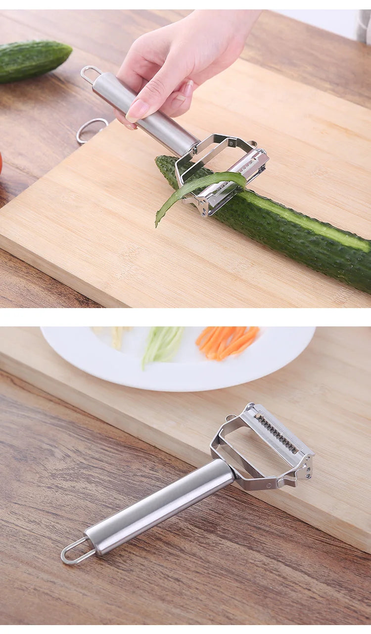 Double-Head Stainless Steel Vegetable Peeler – Multifunction Fruit, Vegetable & Melon Slicer Kitchen Tool