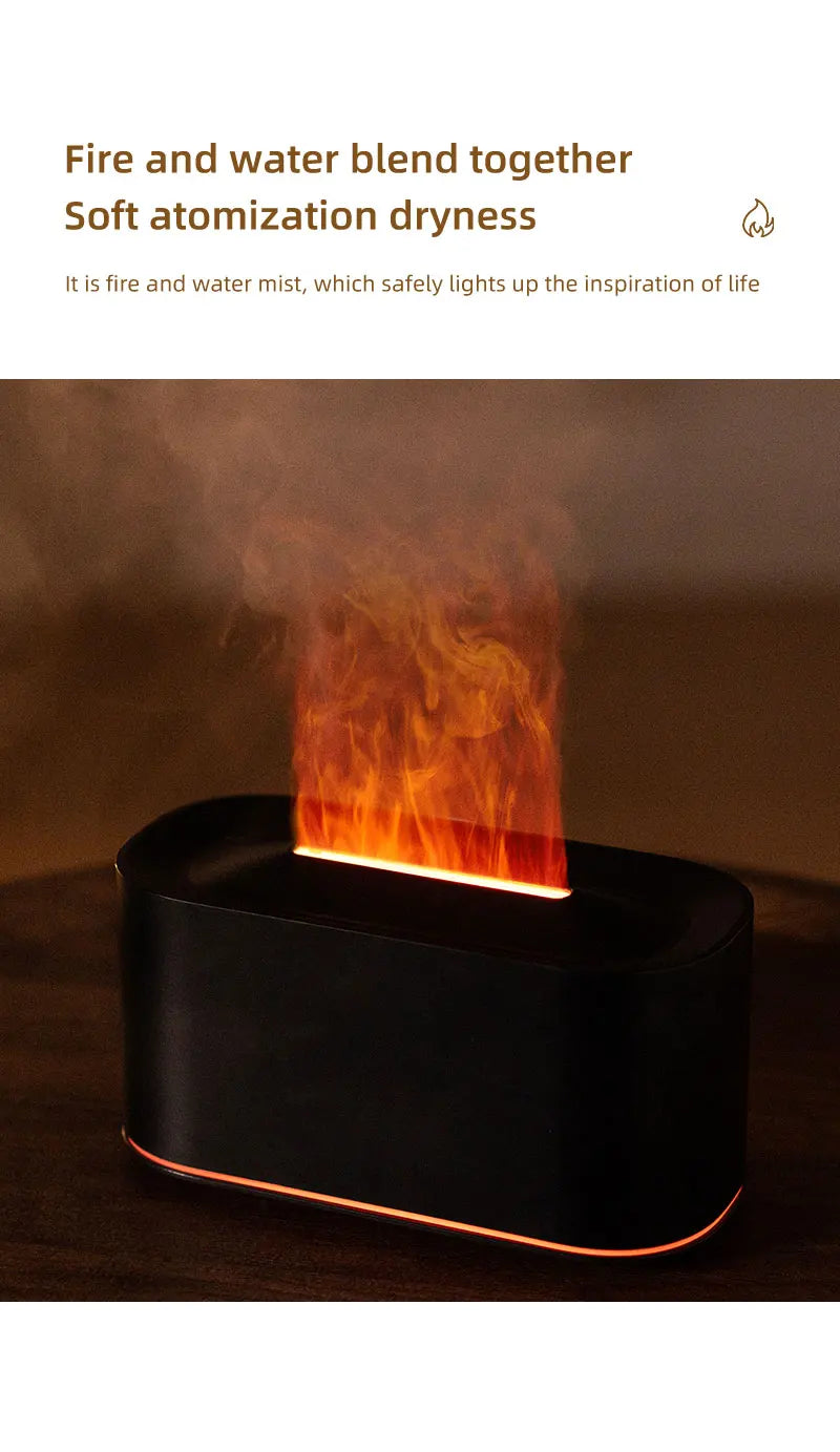 Flame Aroma Diffuser – Colorful LED Essential Oil Humidifier for Home & Relaxation
