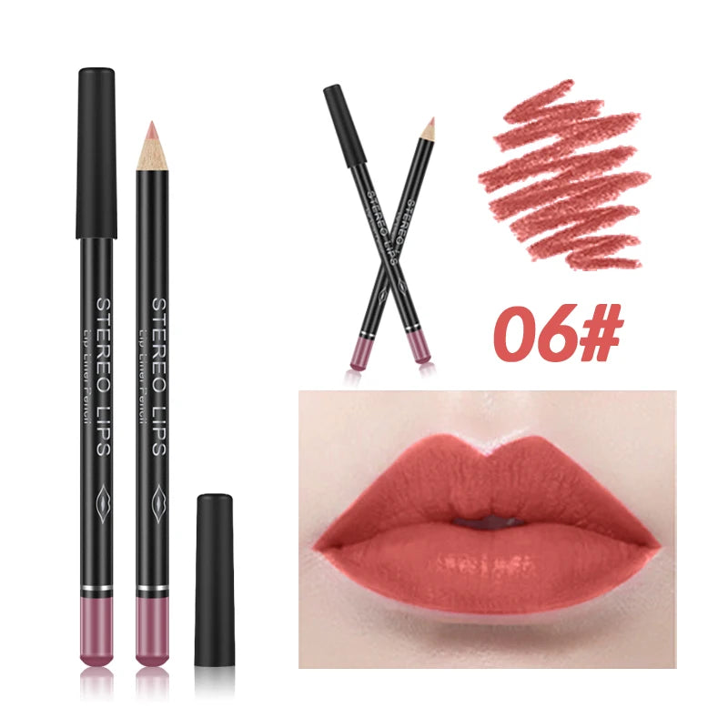 Crayon à Lèvres Mat Populaire – Waterproof, Effet Repulpant, Teintes Naturelles Nude et Rose, Contour Professionnel des Lèvres