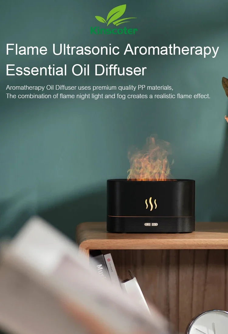 USB Flame Aroma Diffuser – 7 Color LED Humidifier & Essential Oil Aromatherapy Lamp