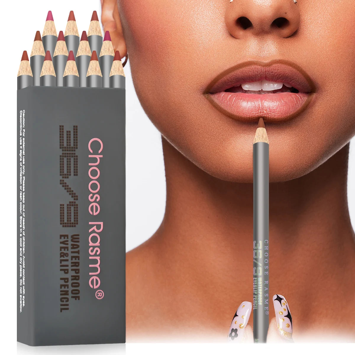 Set 12 Crayons à Lèvres Velours Mat – Longue Tenue, Teintes Polyvalentes, Maquillage des Lèvres, Couleurs Baies, Marron et Rose